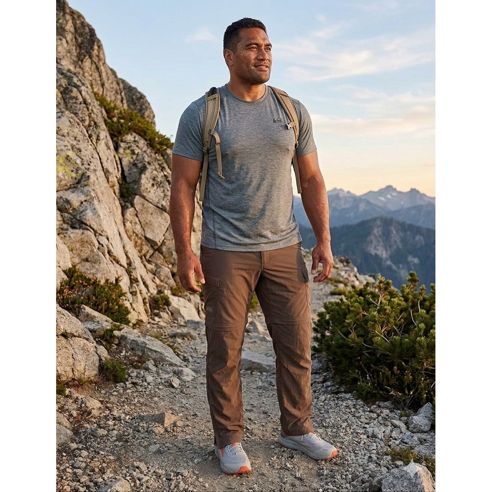 REI‎ Co-op Convertible Hiking Pant 40X30 Brown Maroon Relaxed Fit Cargo Utility